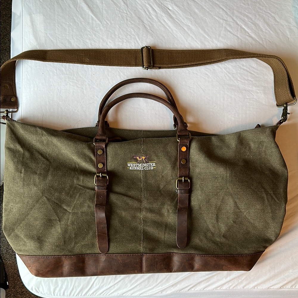 Westminster Kennel Club Olive Green Canvas Weekender Duffle Bag